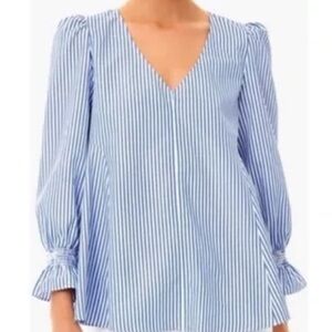 Tuckernuck Blue and White Striped Easton Blouse